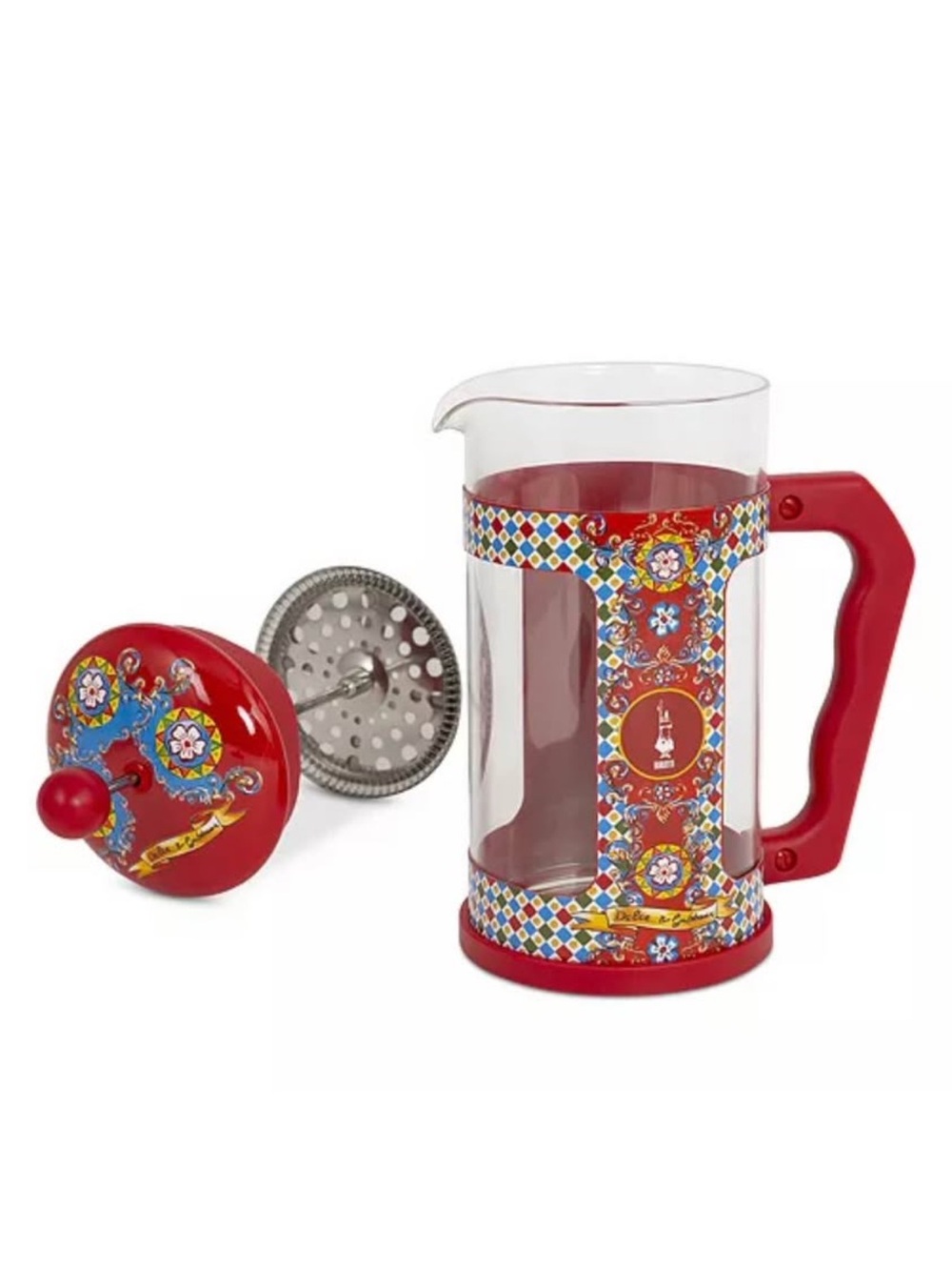 Dolce & Gabbana Red Decorative French Press with Floral Motif